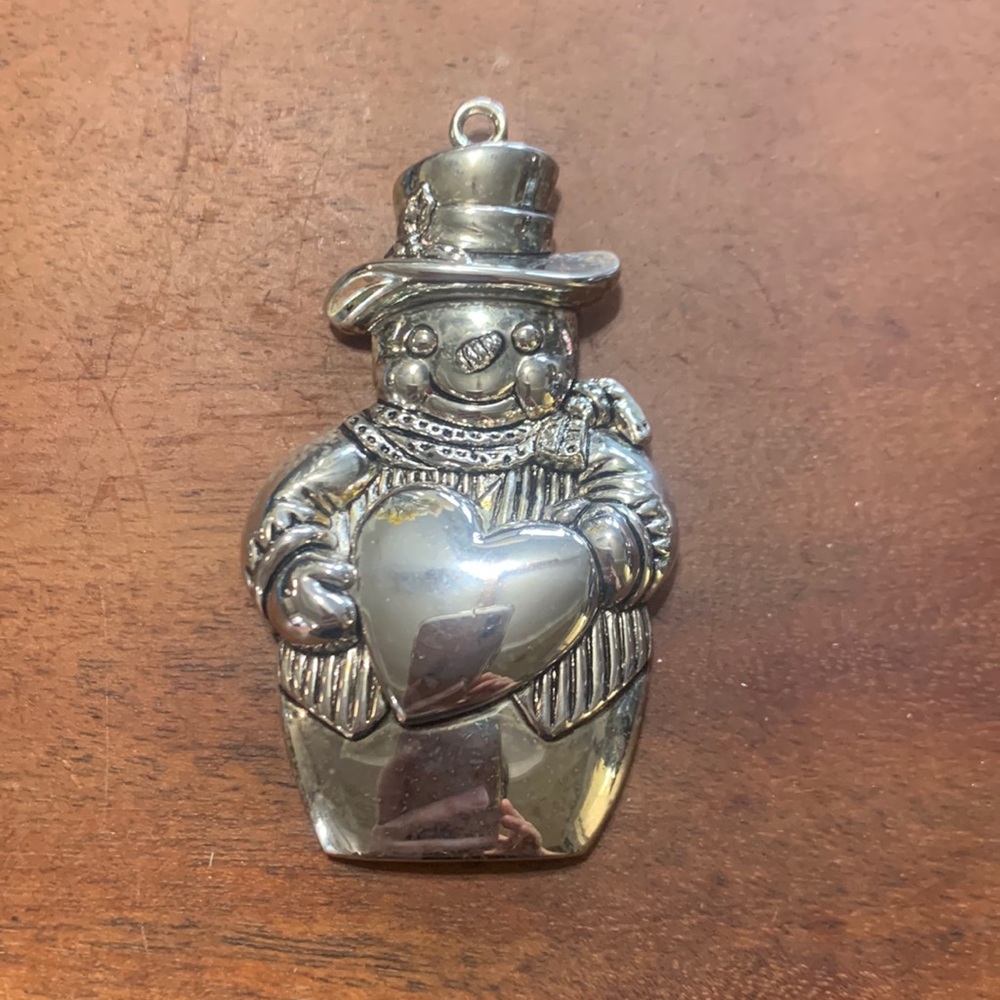 Silver plated snow man ornament
